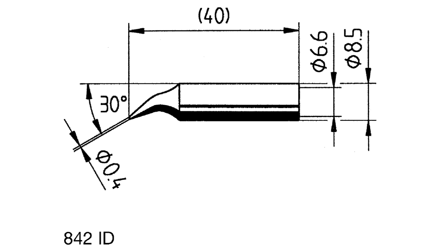 Punta de soldadura tipo Cónico Ersa, serie 842, punta de 0,4 mm, 30°, para usar con Herramienta De Alimentación