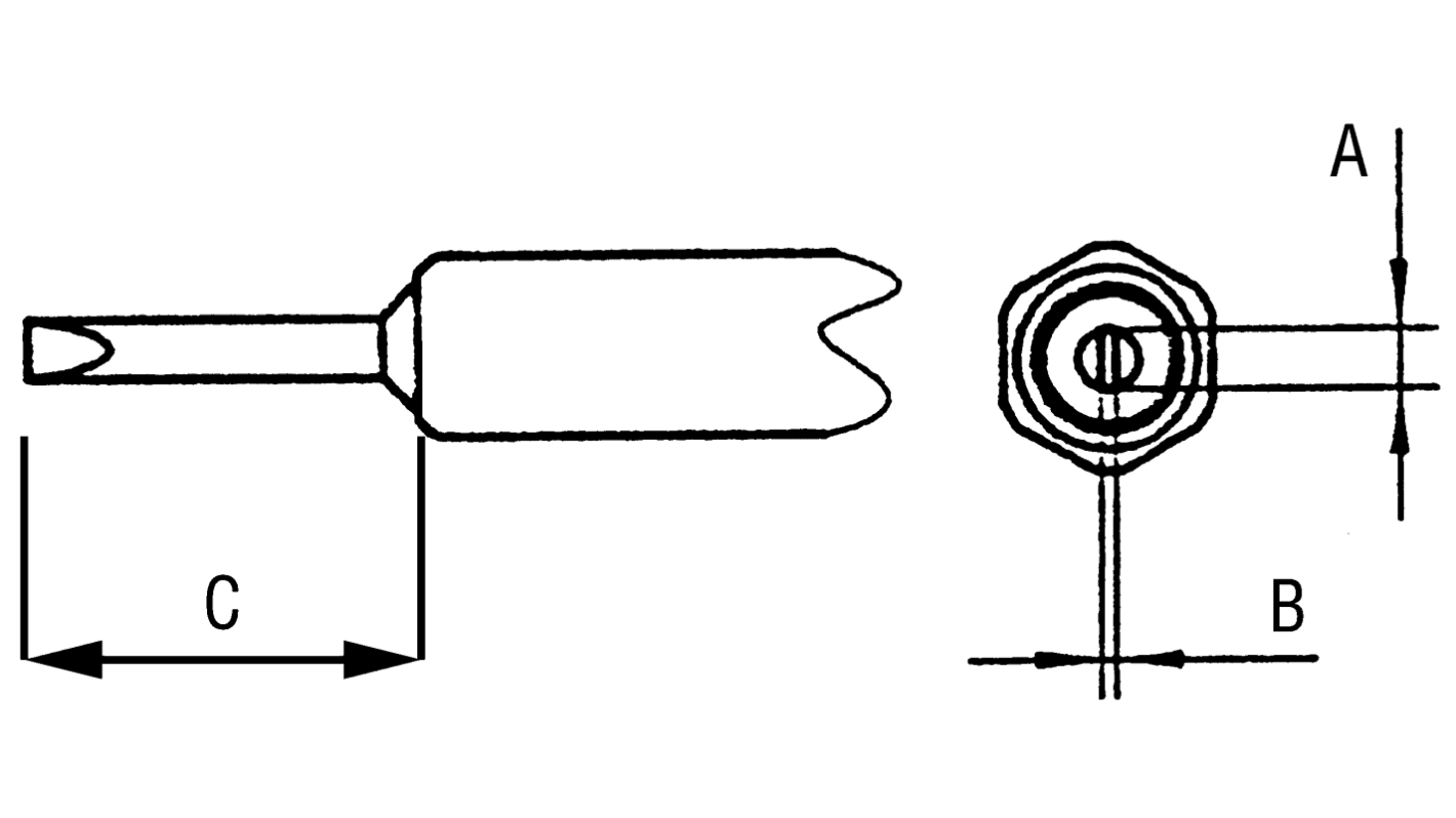 Punta de soldadura tipo Destornillador Weller, serie NT mod. NTB, punta de 2.4 mm, para usar con WMP, WMPT
