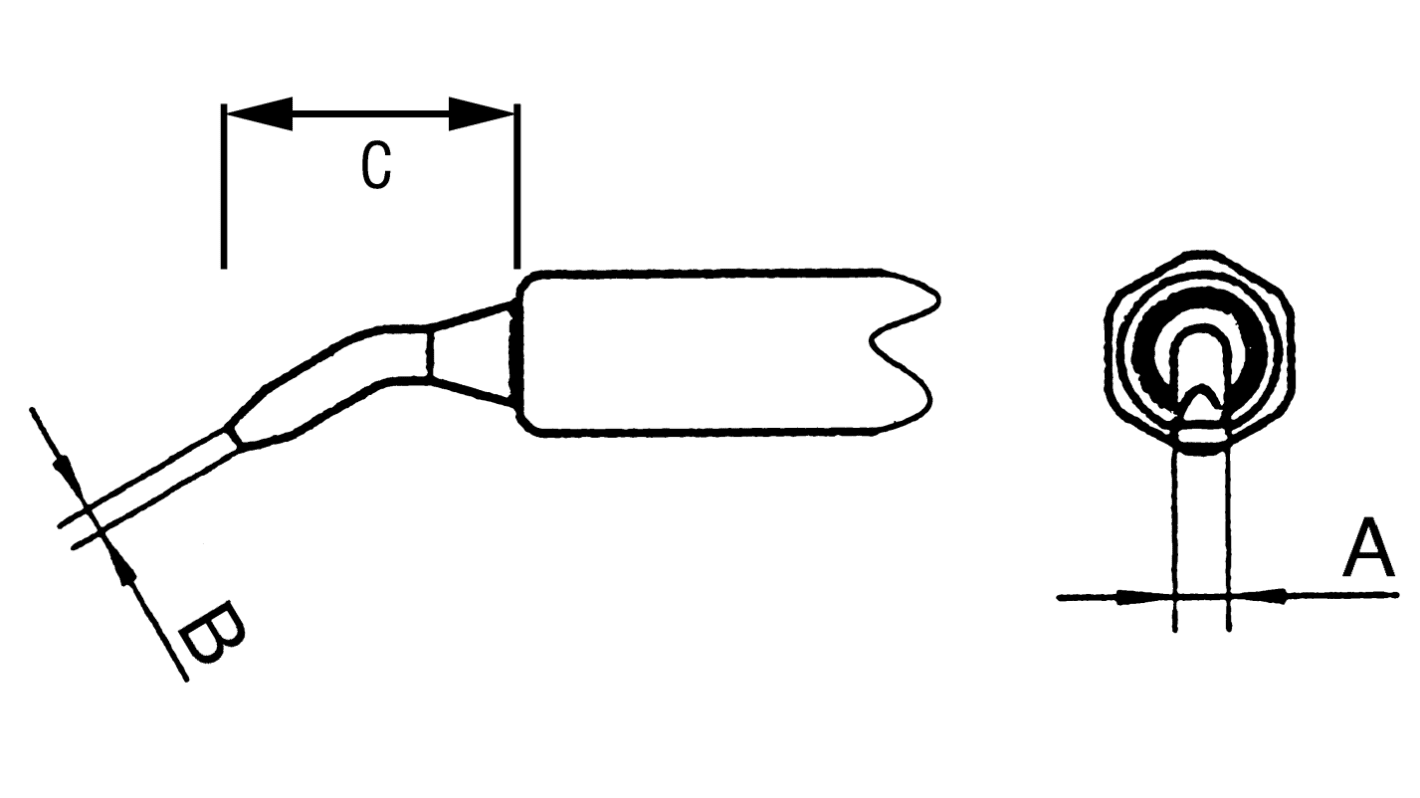 Punta de soldadura tipo Cincel Cónico Weller, serie NT mod. NT1X, punta de 0.4 mm, para usar con WMP, WMPT