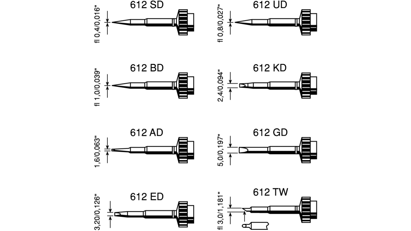 Punta saldatore Ersa, serie Serie 612, 0,7 x 3,2 mm, forma: Scalpello