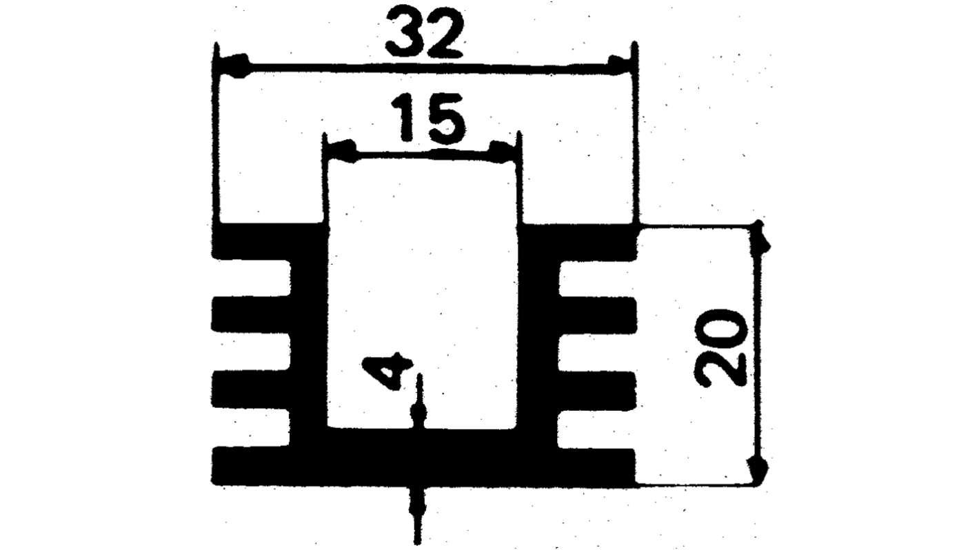 Schaffner Kühlkörper für Universelle rechteckige Alu, 1m x 32mm x 20mm