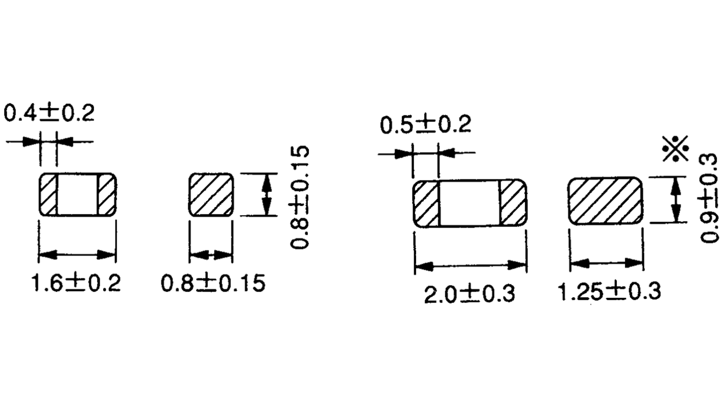 Núcleo de ferrita Murata para Filtro de supresión de EMI, líneas de señal de alta velocidad, 2 x 1.25 x 0.85mm