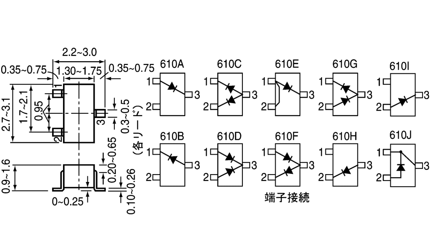 Toshiba 25V 3A, Schottky Diode, 3-Pin SOT-346 1SS349(F)