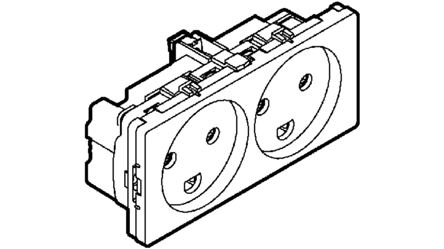 LK White 2 Gang Plug Socket, 10A, Type K - Danish, Indoor Use