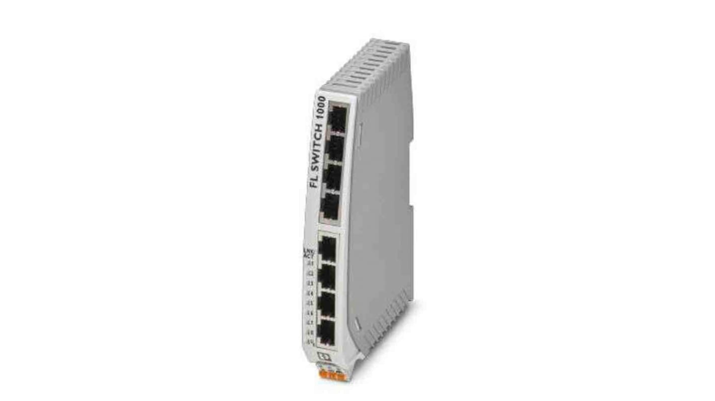 Phoenix Contact FL SWITCH 1000 Series DIN Rail Mount Ethernet Switch, 8 RJ45 Ports, 100Mbit/s Transmission, 24V dc
