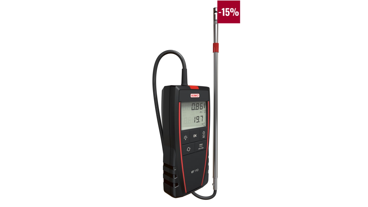 VT 110 S KIMO Hotwire Anemometer, 30m/s Max, Measures Air Flow, Air