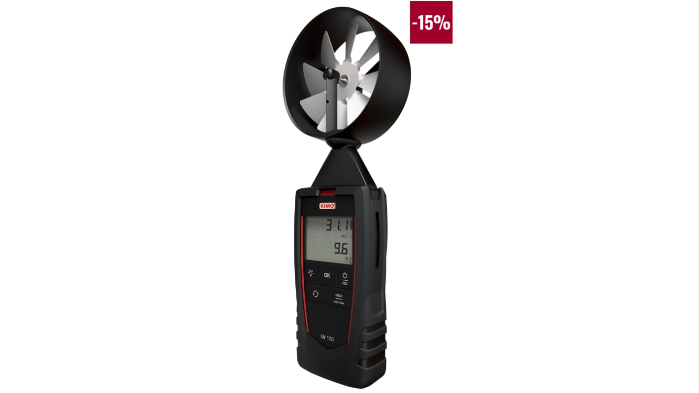 LV 130 S KIMO Rotary Vane Anemometer, 35m/s Max, Measures Air Flow