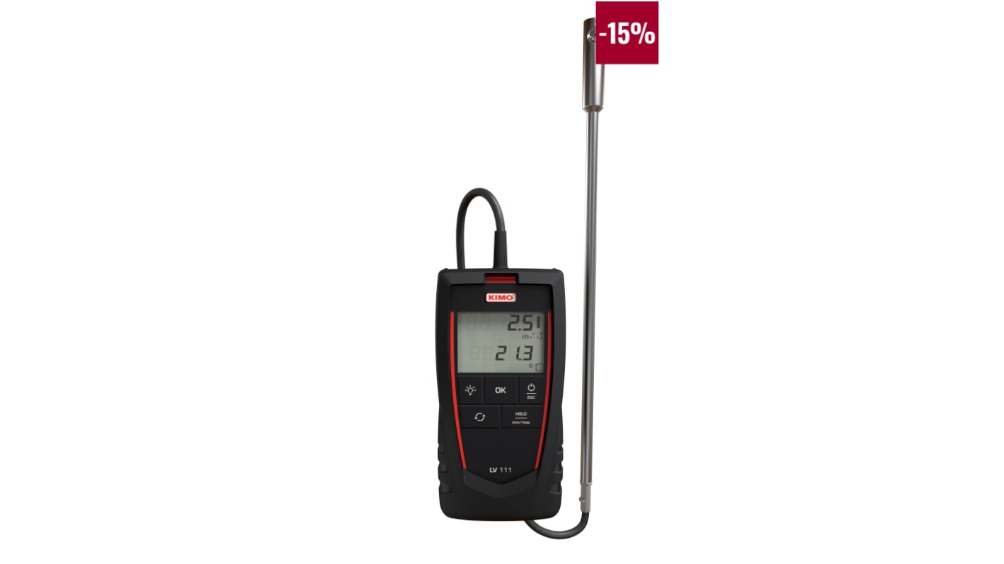 KIMO Anemometer bis 25m/s, 0.1m/s, Luftstrom, Luftgeschwindigkeit, Typ Flügelrad