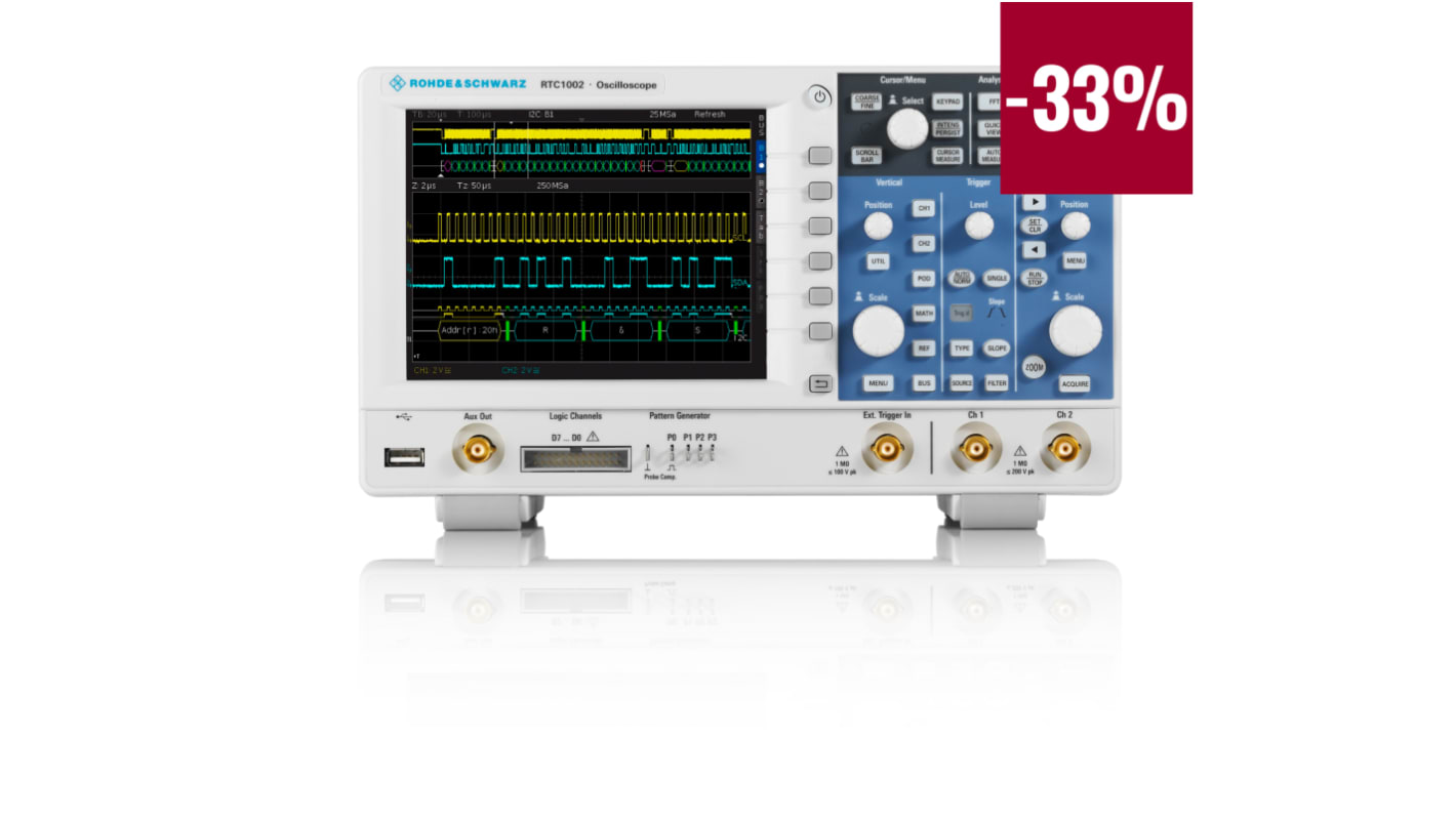 Rohde & Schwarz RTC-BNDL RTC1000 Series Analogue, Digital Bench Oscilloscope Bundle, 2 Analogue Channels, 300MHz