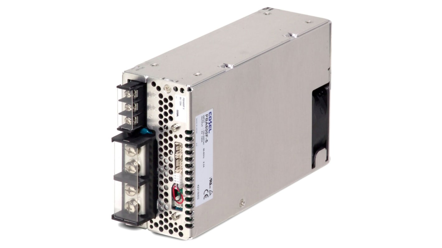 Cosel Switching Power Supply, PBA600F-5, 5V dc, 120A, 600W, 1 Output, 120 → 350 V dc, 85 → 264 V ac Input