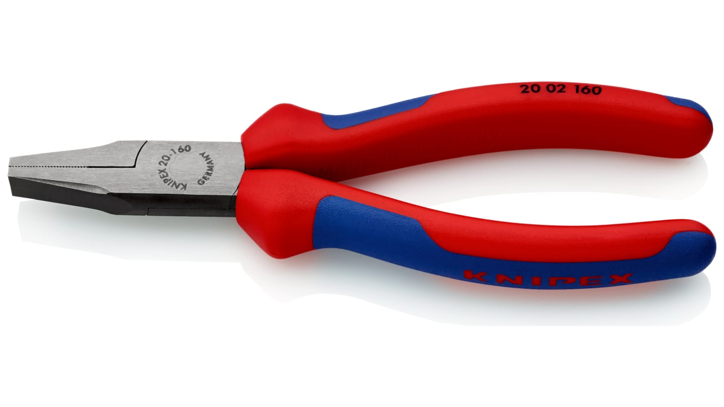 Knipex Flat Nose Pliers, 160 mm Overall, Flat, Straight Tip, 30mm Jaw