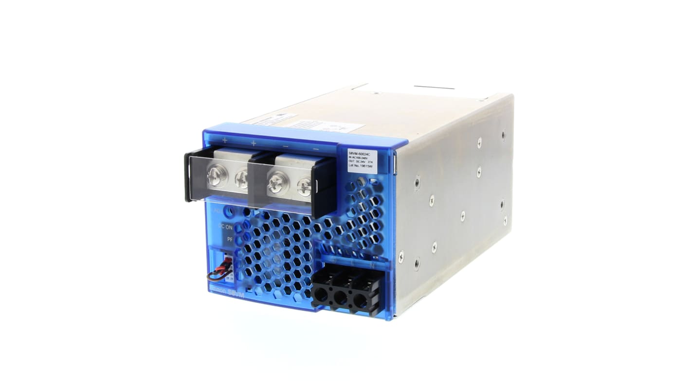 Omron S8VM Switch Mode DIN Rail Panel Mount Power Supply, 85 → 264V ac ac Input, 12V dc dc Output, 53A Output,