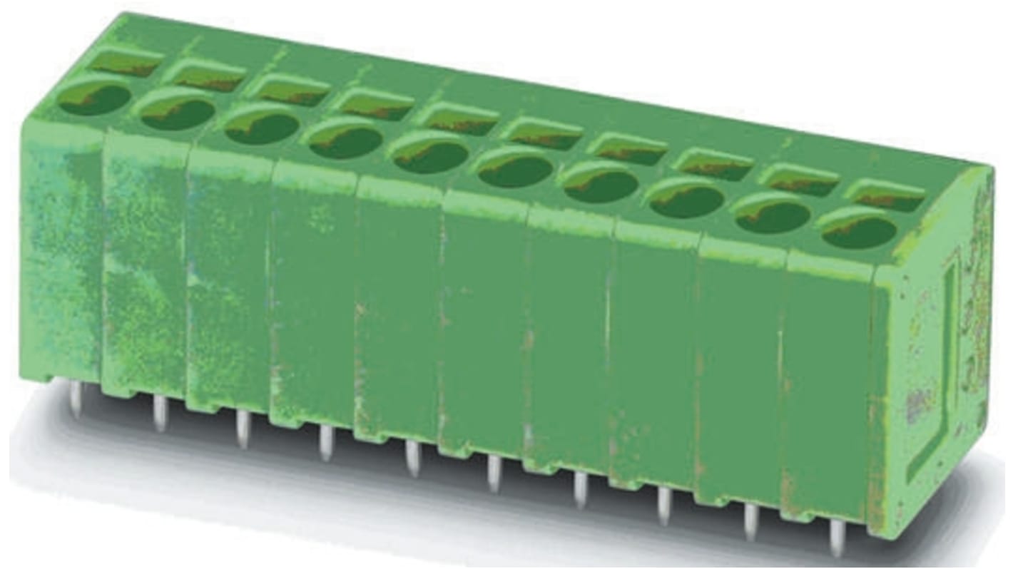 Phoenix Contact SPT 1.5/5-V-3.5 Series PCB Terminal Block, 5-Contact, 3.5mm Pitch, Through Hole Mount, 1-Row, Spring