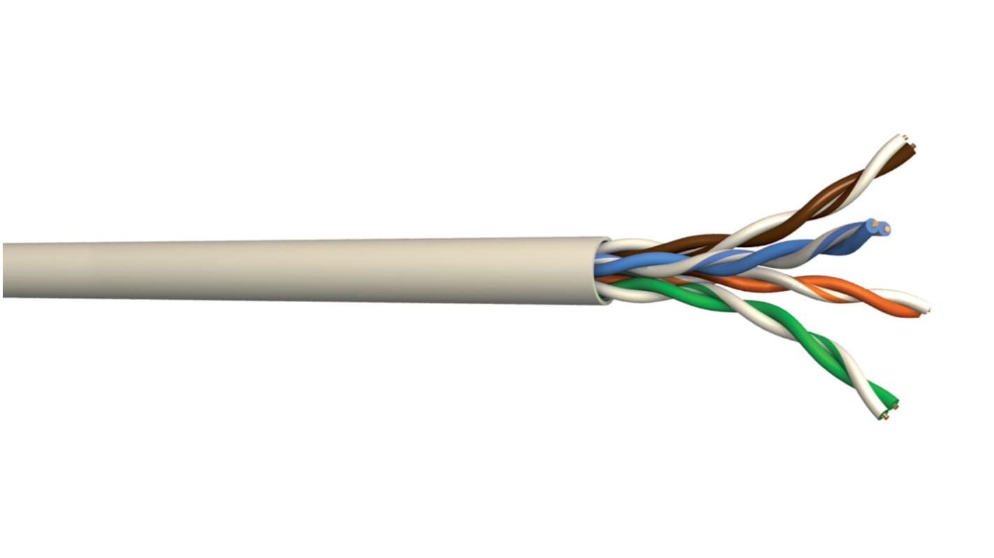 Cable Ethernet Cat5e U/UTP CAE Multimedia Connect de color Gris, long. 305m, funda de LSZH, Libre de halógenos y bajo