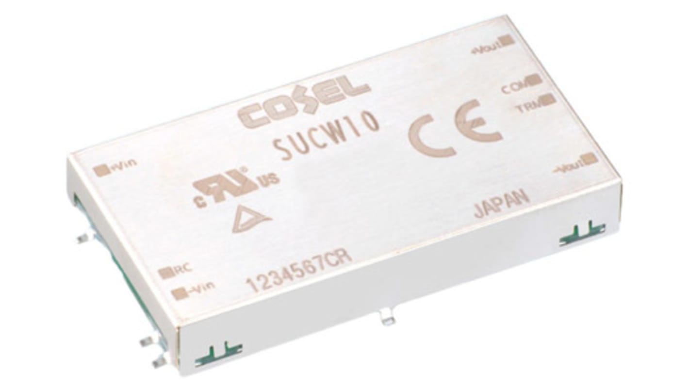 Cosel DC-DC Converter, ±12V dc/ 450mA Output, 18 → 36 V dc Input, 10W, Surface Mount, +85°C Max Temp -40°C Min