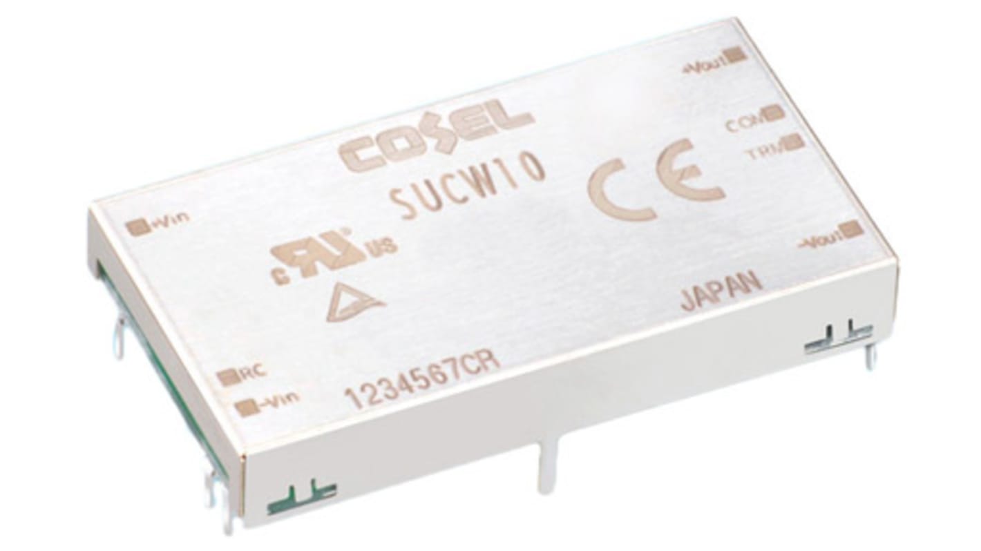 Cosel DC-DC Converter, ±15V dc/ 350mA Output, 18 → 36 V dc Input, 10W, Through Hole, +85°C Max Temp -40°C Min