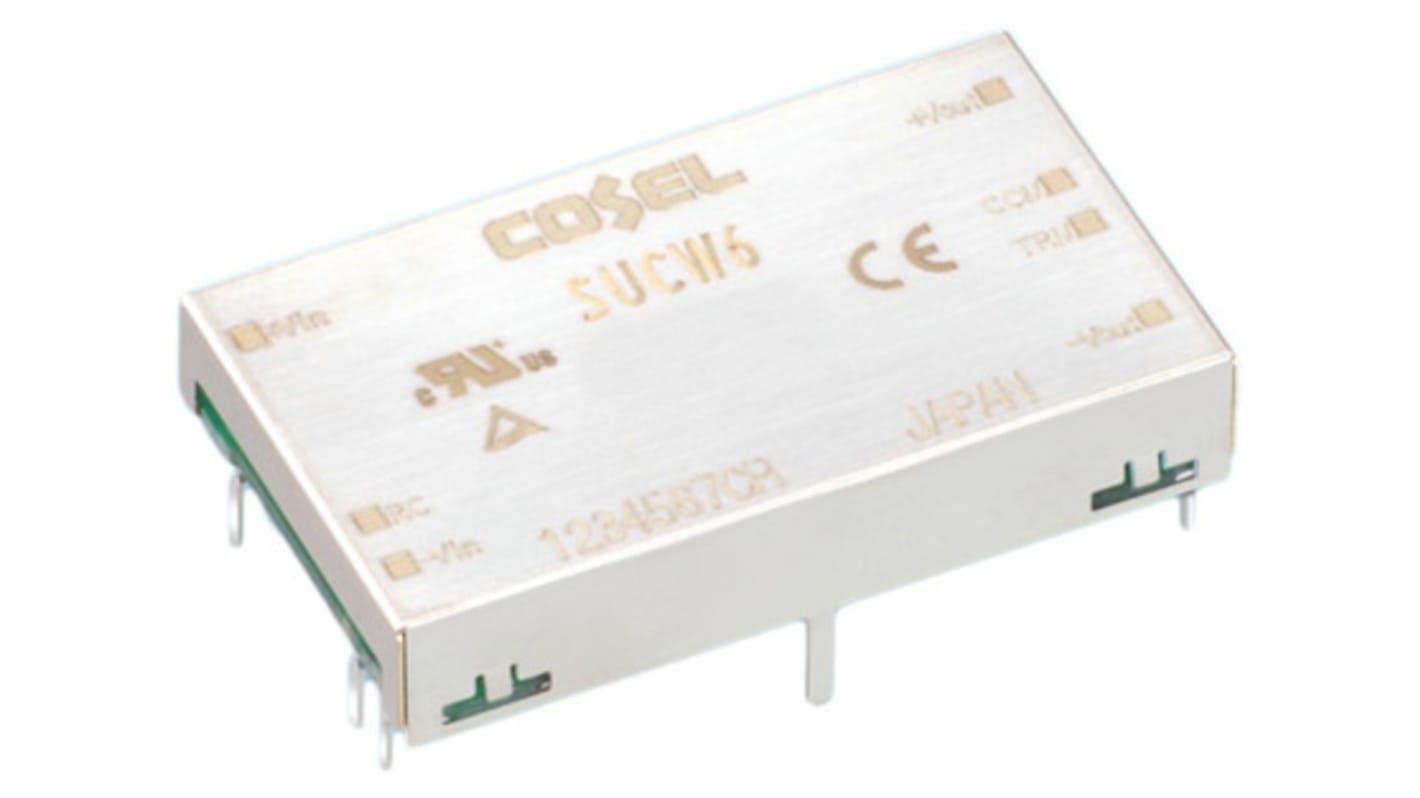 Cosel DC-DC Converter, ±12V dc/ 250mA Output, 9 → 18 V dc Input, 6W, Through Hole, +85°C Max Temp -40°C Min Temp