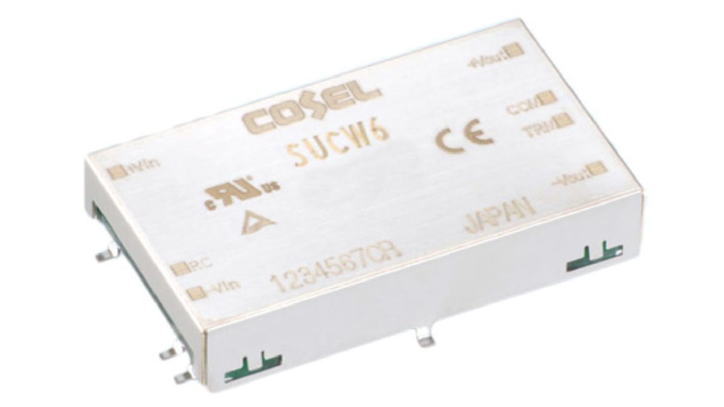 Cosel DC-DC Converter, ±15V dc/ 200mA Output, 9 → 18 V dc Input, 6W, Surface Mount, +85°C Max Temp -40°C Min Temp