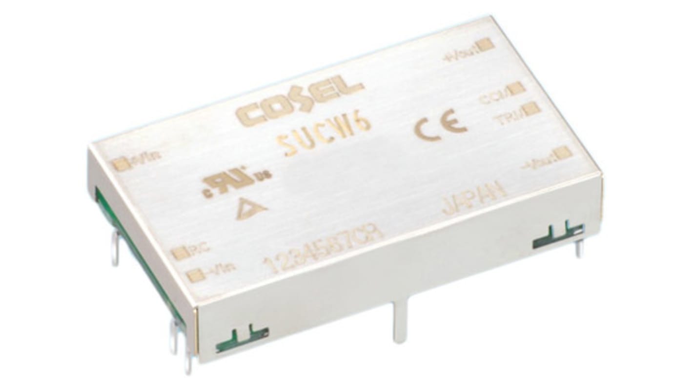 Cosel DC-DC Converter, ±15V dc/ 200mA Output, 18 → 36 V dc Input, 6W, Through Hole, +85°C Max Temp -40°C Min Temp