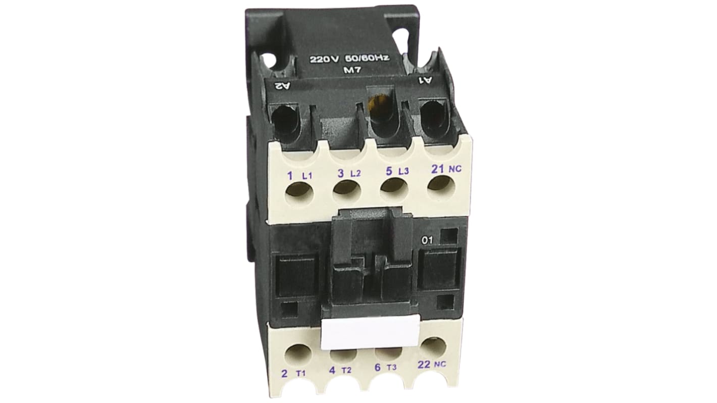 RS PRO Contactor, 230 V ac Coil, 3-Pole, 12 A, 5.5 kW, 3NO, 600 V ac