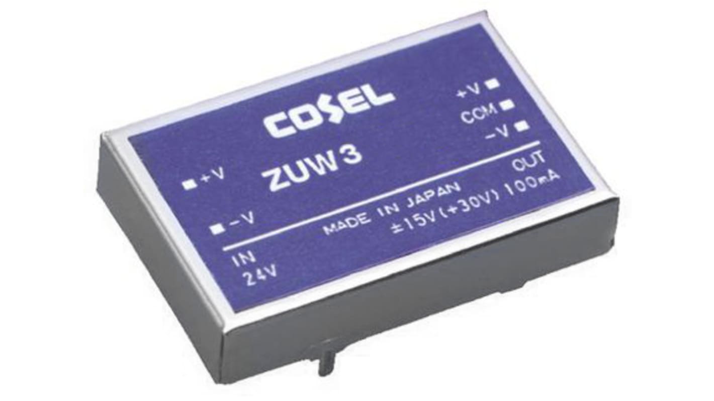 Cosel DC-DC Converter, ±12V dc/ 130mA Output, 4.5 → 9 V dc Input, 3.12W, Through Hole, +71°C Max Temp -20°C Min