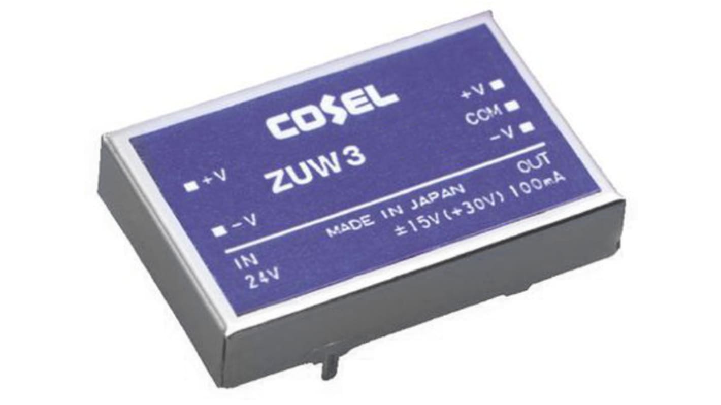 Cosel DC-DC Converter, ±12V dc/ 130mA Output, 18 → 36 V dc Input, 3.12W, Through Hole, +71°C Max Temp -20°C Min