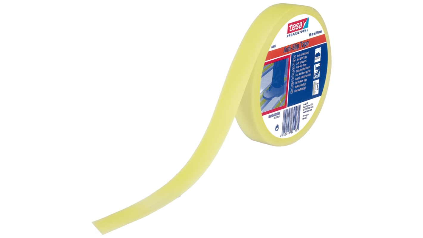 Tesa Gul PVC Skridsikker tape, Længde: 15m, Bredde: 25mm