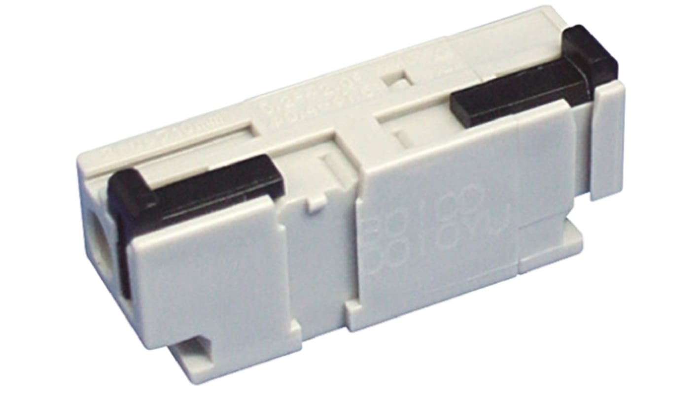 Sato Parts Non-Fused Terminal Block, 1-Way, 10A, 24 → 14 AWG, 26 → 14 AWG Wire, Spring Cage Termination