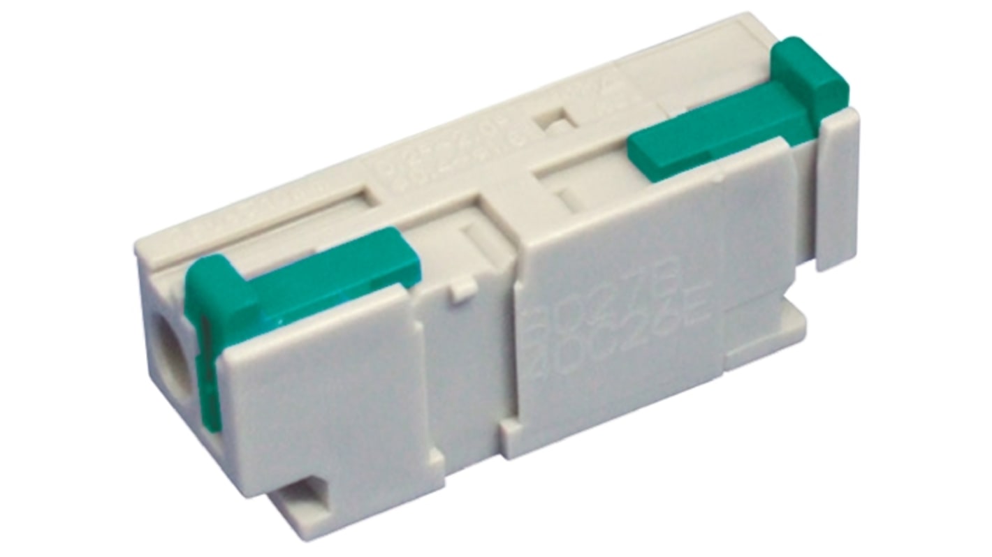 Sato Parts Non-Fused Terminal Block, 1-Way, 10A, 24 → 14 AWG, 26 → 14 AWG Wire, Spring Cage Termination