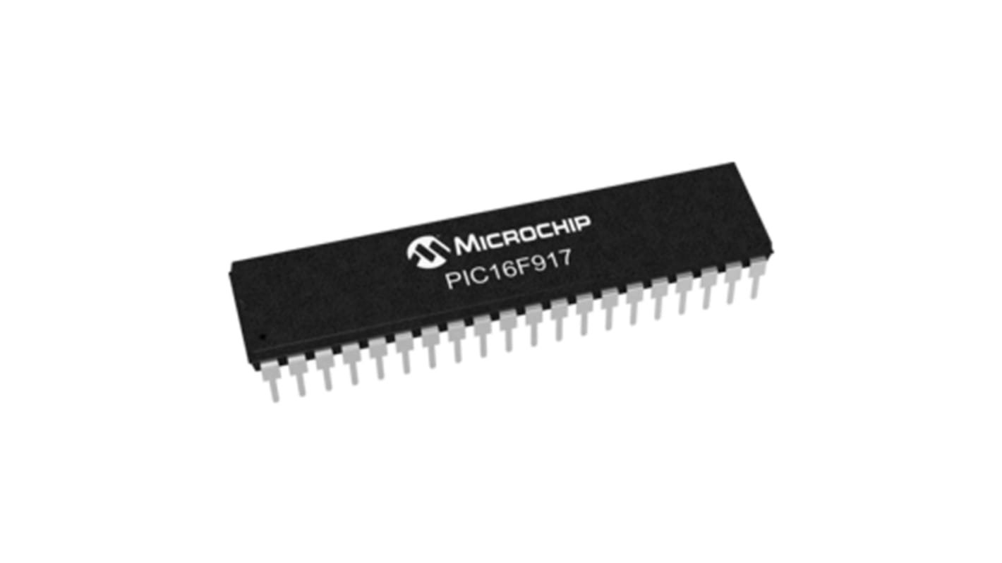 Microchip PIC16F917-I/P, 8bit PIC Microcontroller, PIC16F, 20MHz, 14 kB, 256 B Flash, 40-Pin PDIP