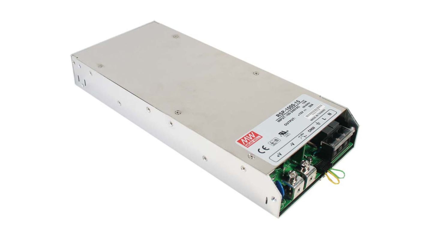 Alimentatore switching MEAN WELL RSP-1000-12, 720W, ingresso 127 → 370 V dc, 90 → 264 V ac, uscita 12V