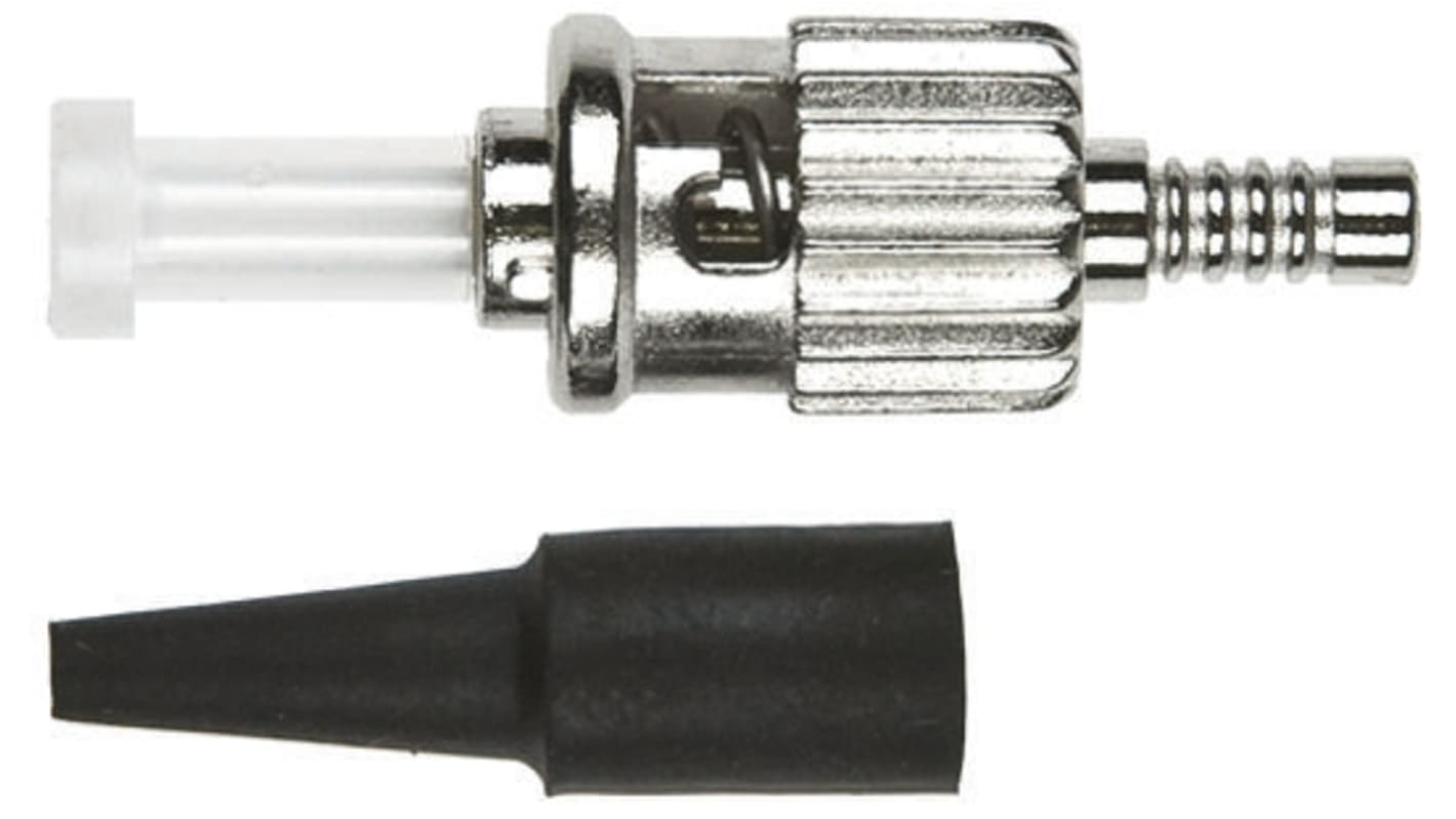 Conector de fibra óptica ST RS PRO, de color Negro, Plateado, pulido PC, Multimodo, Símplex, para fibra de 127μm, p.