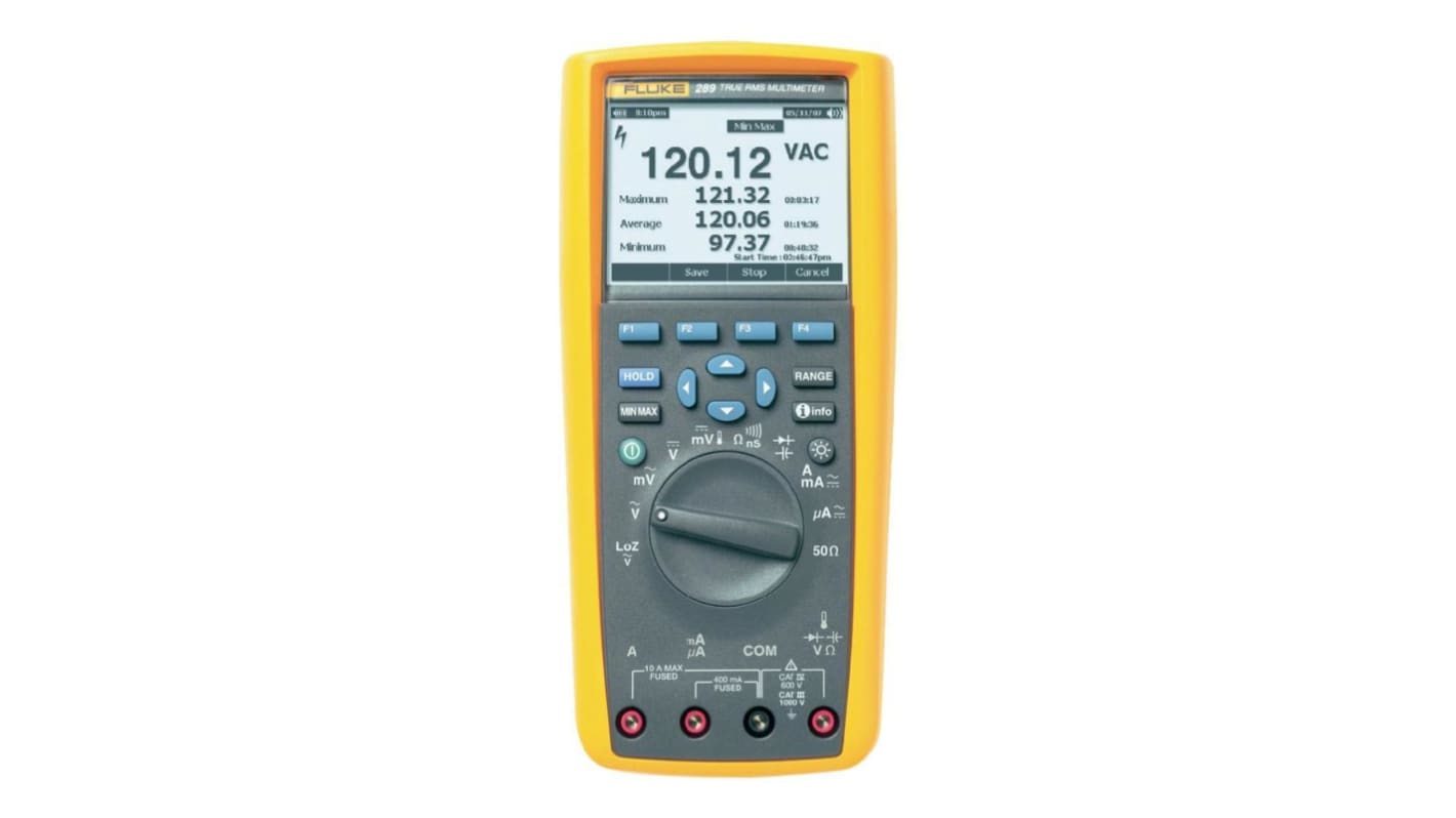 Fluke 289 HandVGA Digital-Multimeter, CAT III, CAT IV 1000V ac / 10A ac, 500MΩ, ISO-kalibriert