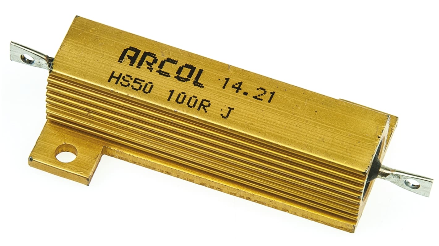 Arcol HS50 Wickel Lastwiderstand 100Ω ±5% / 50W, Alu Gehäuse Axialanschluss