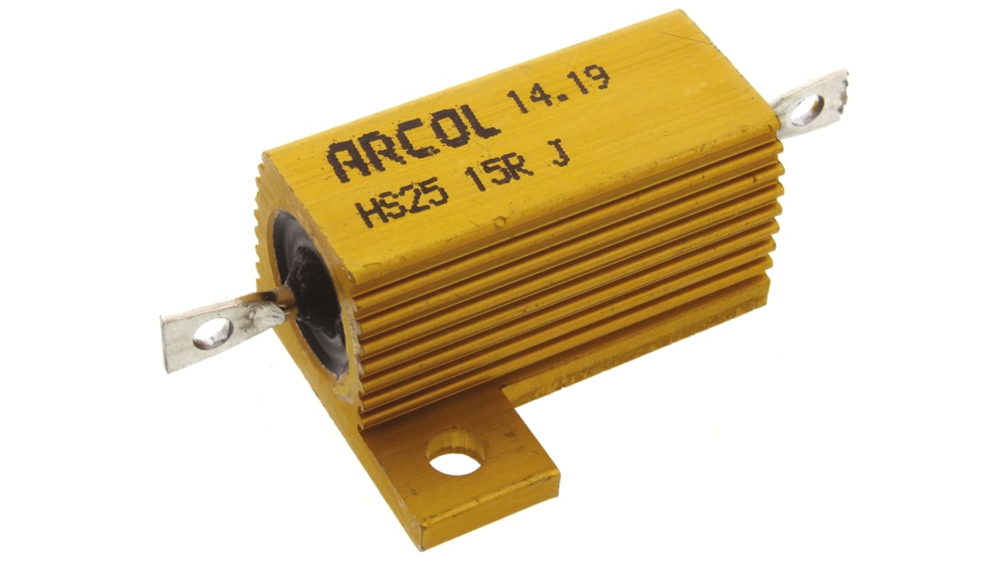 Arcol HS25 Wickel Lastwiderstand 15Ω ±5% / 25W, Alu Gehäuse Axialanschluss