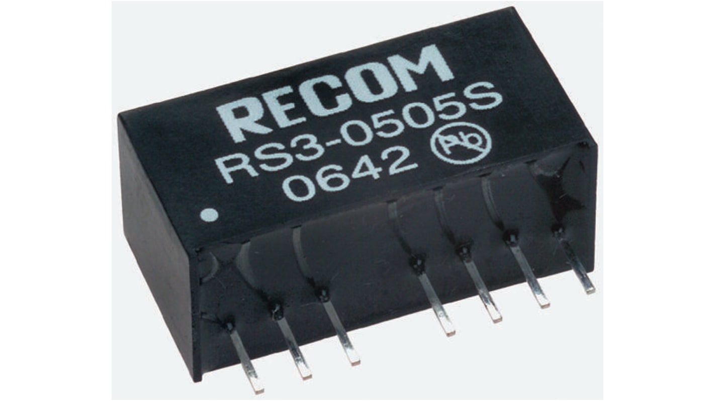 Recom RS3 DC-DC Converter, 5V dc/ 600mA Output, 36 → 72 V dc Input, 3W, Through Hole, +71°C Max Temp -40°C Min