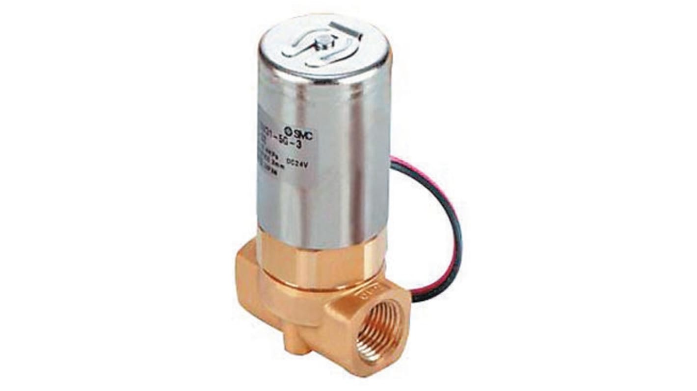 SMC Solenoid Valve VDW21-5G-3-01F-Q, 2 port(s) , NC, 24 V dc, 1/8in