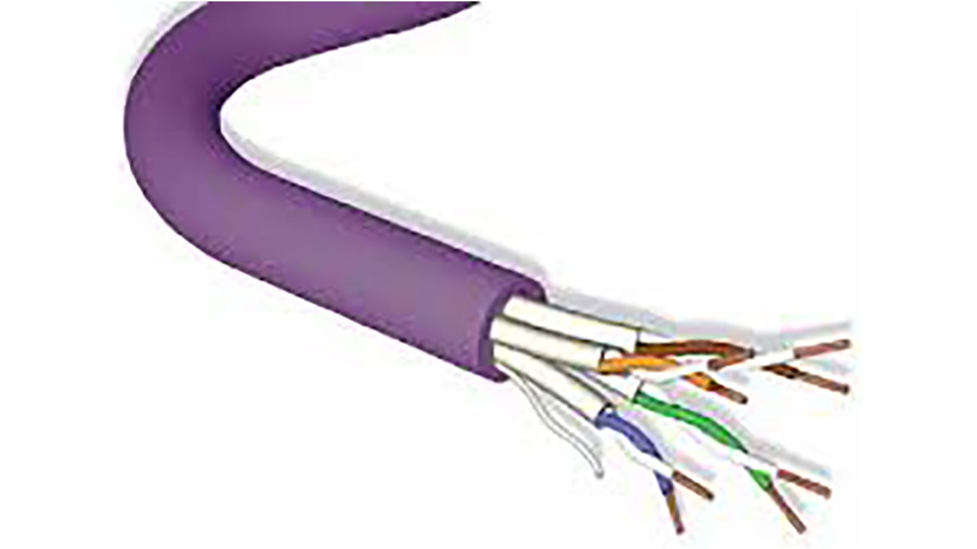 Brand-Rex Ethernetkabel Cat.6, 500m, Violett Verlegekabel F/FTP, Aussen ø 7.35mm, LSZH