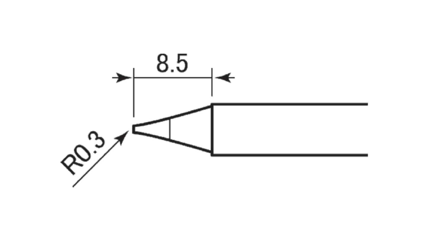 Taiyo Denki R0.3 mm Straight Conical Soldering Iron Tip for use with RX-802AS Station