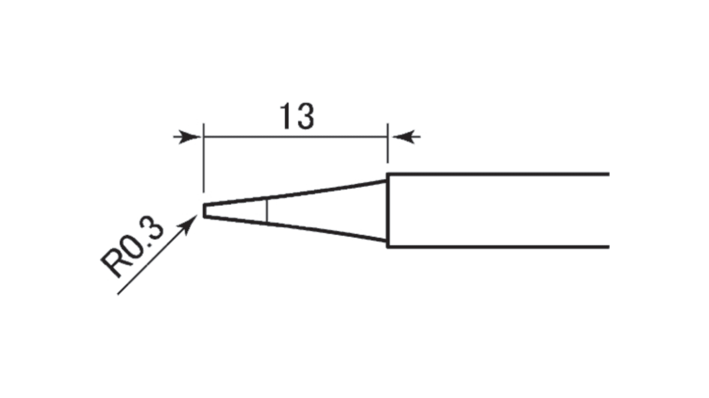 Taiyo Denki はんだごて交換コテ先 RX-80HRTシリーズR0.3 mm, ストレートコニカルRX-80HRT-LB