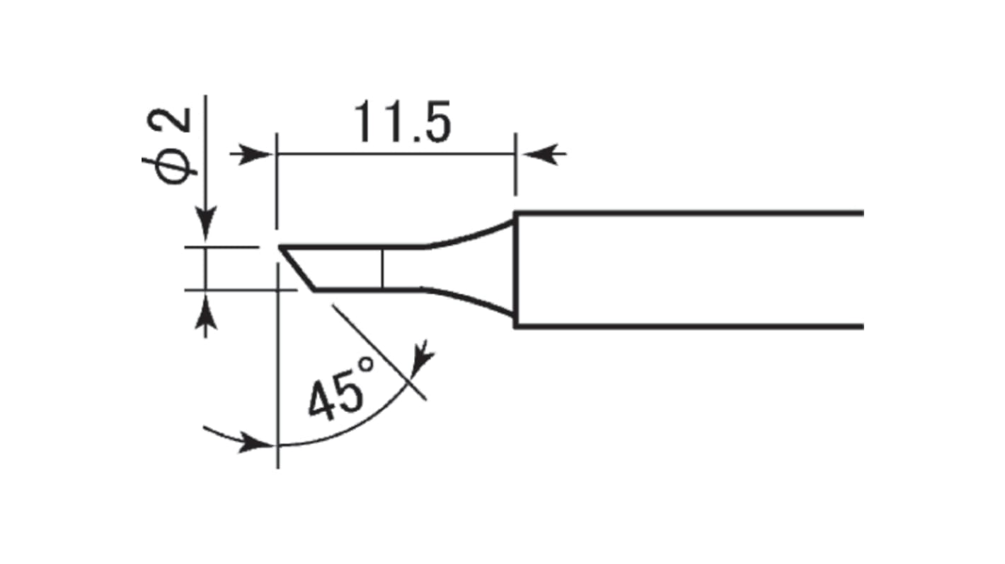 Taiyo Denki はんだごて交換コテ先 RX-80HRTシリーズ2 mm, 斜めカット形状RX-80HRT-2C