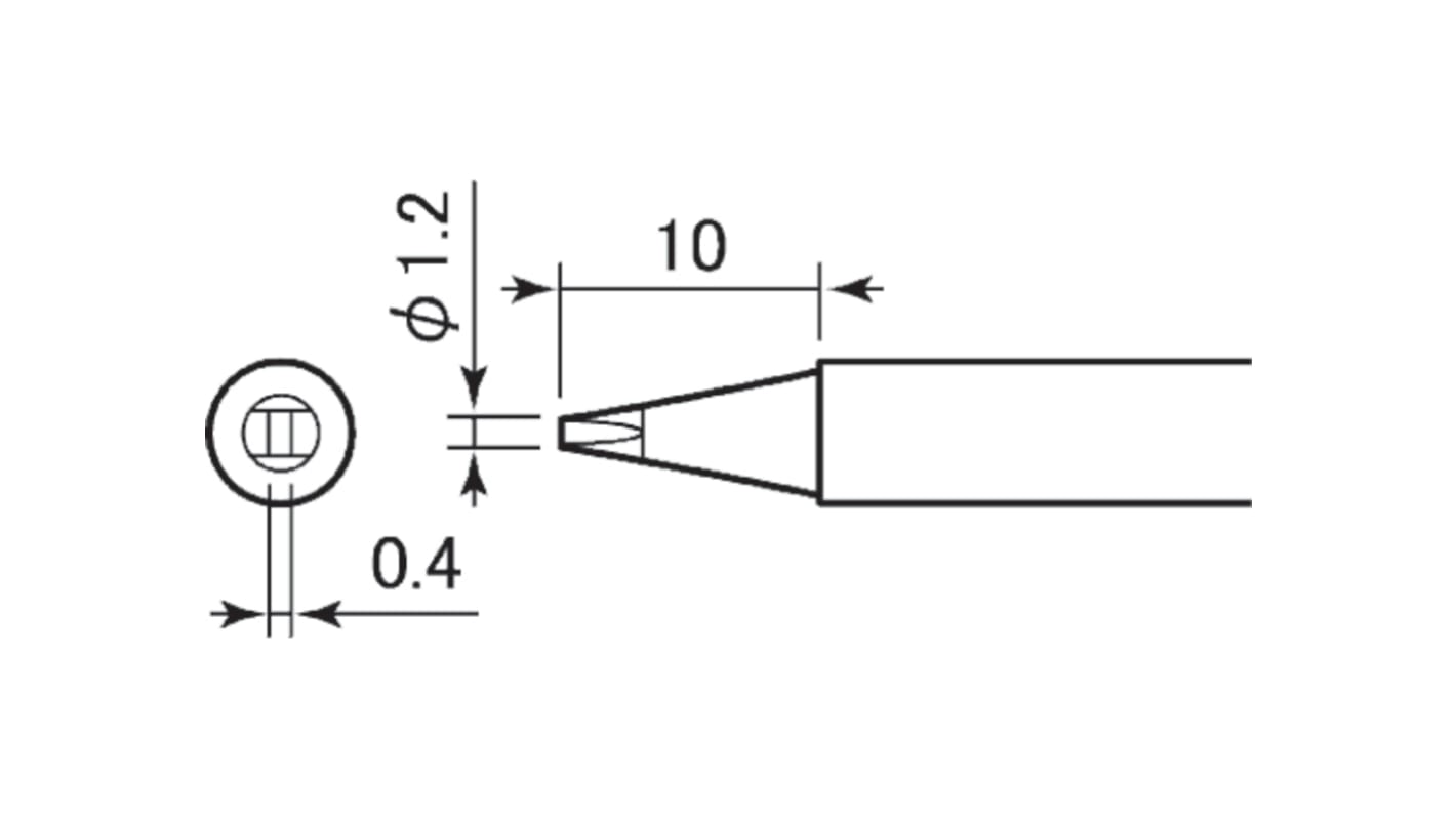 Taiyo Denki 1.2 mm Straight Chisel Soldering Iron Tip for use with RX-802AS Station