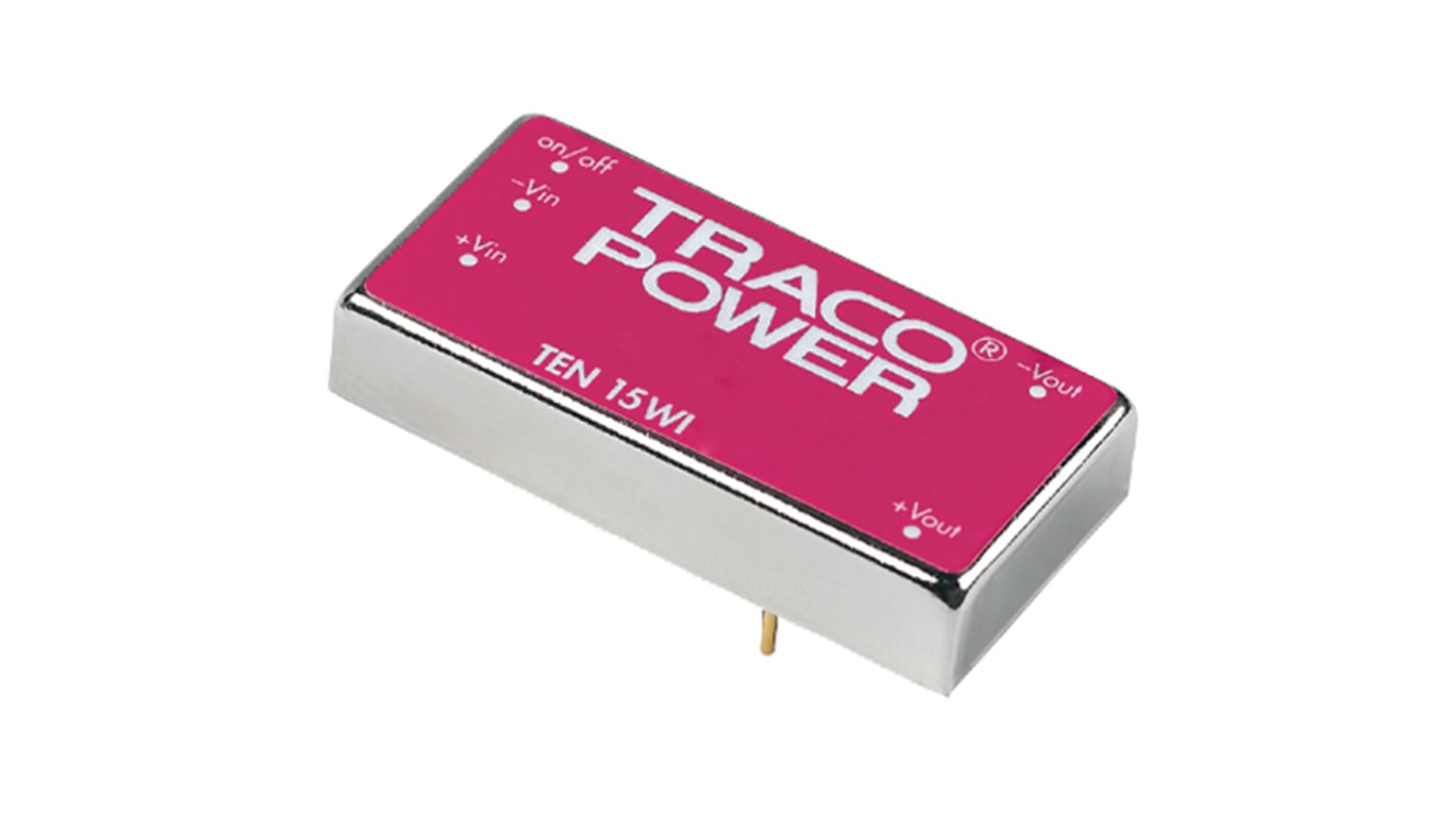 TRACOPOWER TEN 15WI, Vout: 12V dc 15W, Vin: 9 → 36 V dc DC-DC-konverter