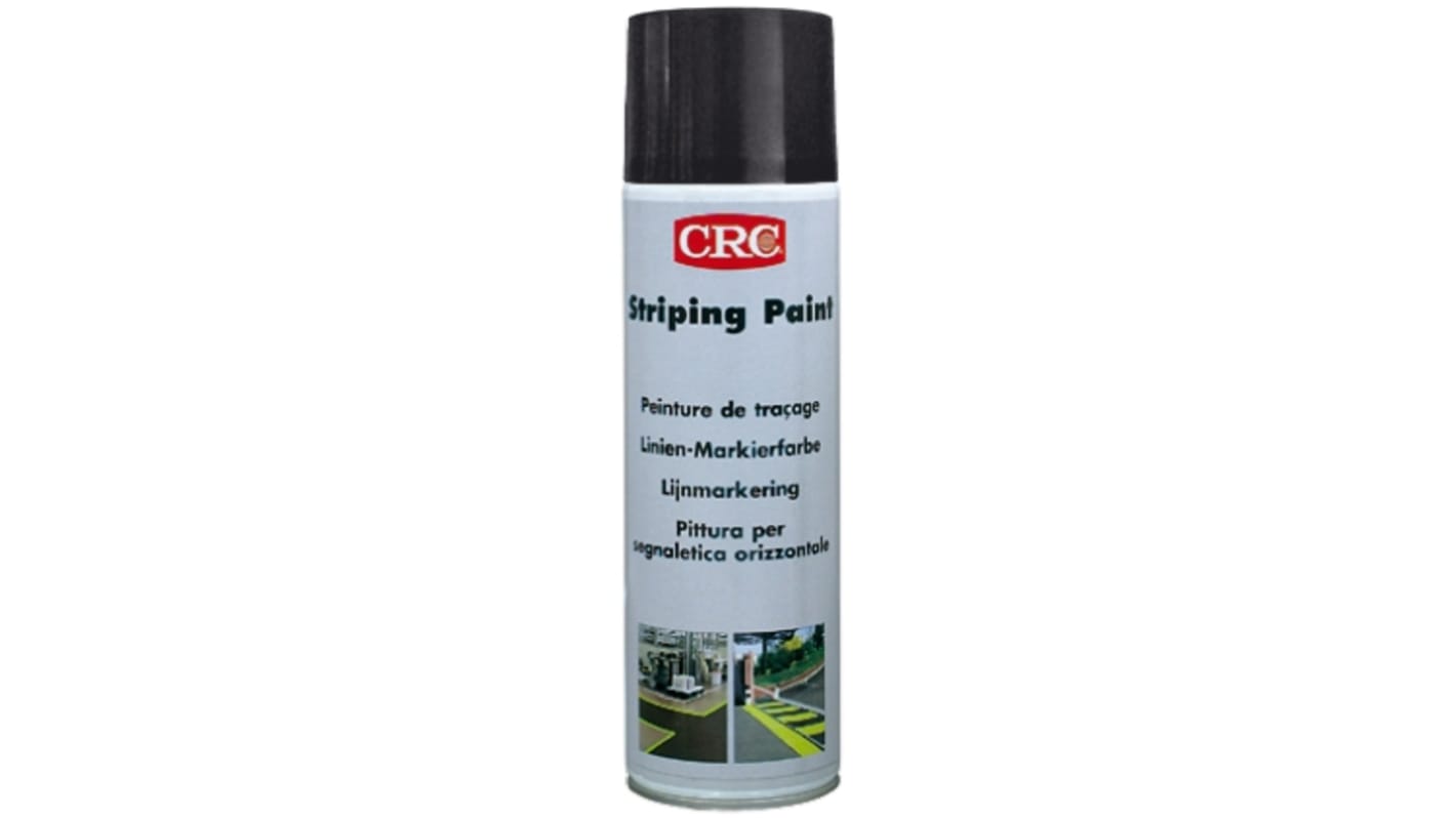 Pintura con aerosol CRC STRIPING PAINT de color Negro Satén, de 500ml