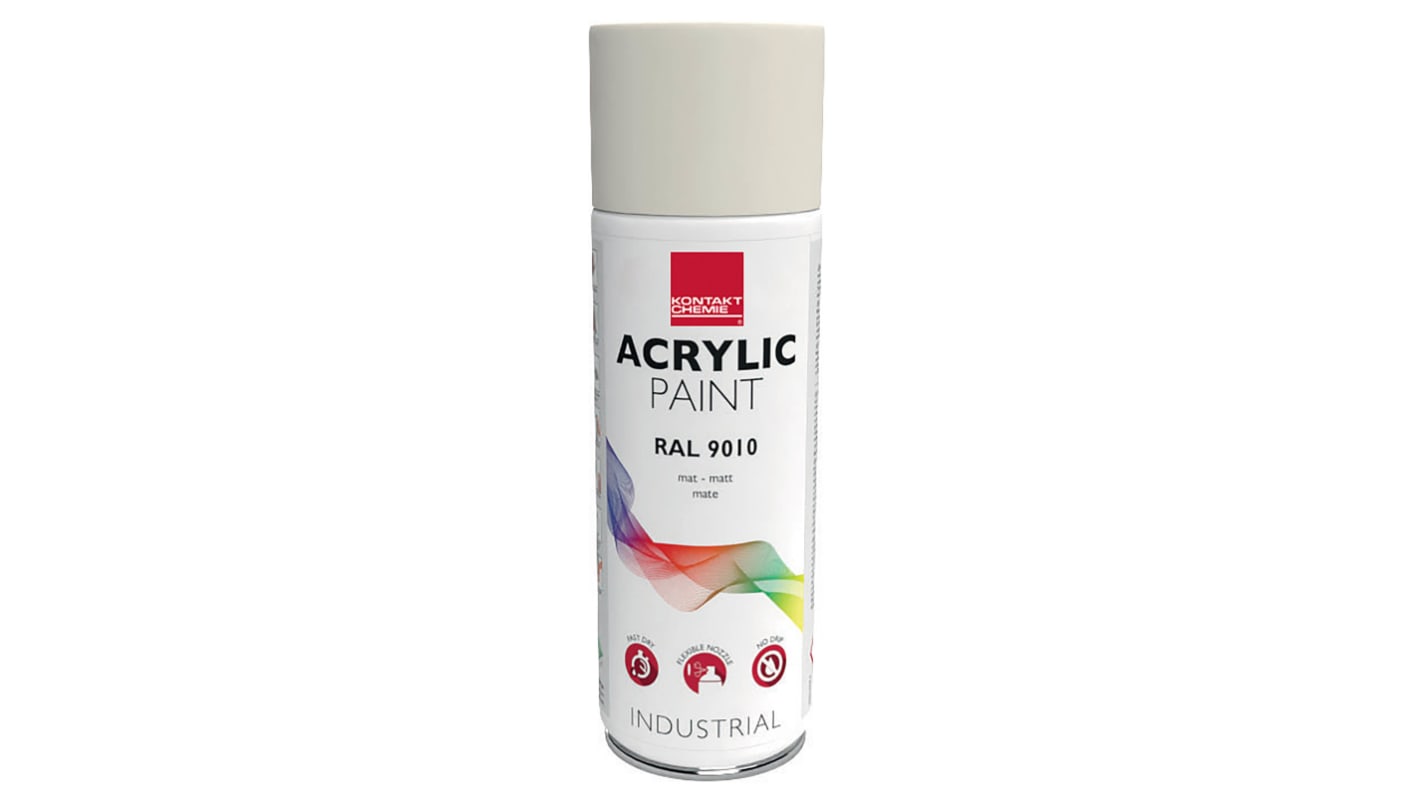 Pintura con aerosol CRC ACRYLIC PAINT de color Blanco Mate, RAL 9010, de 400ml