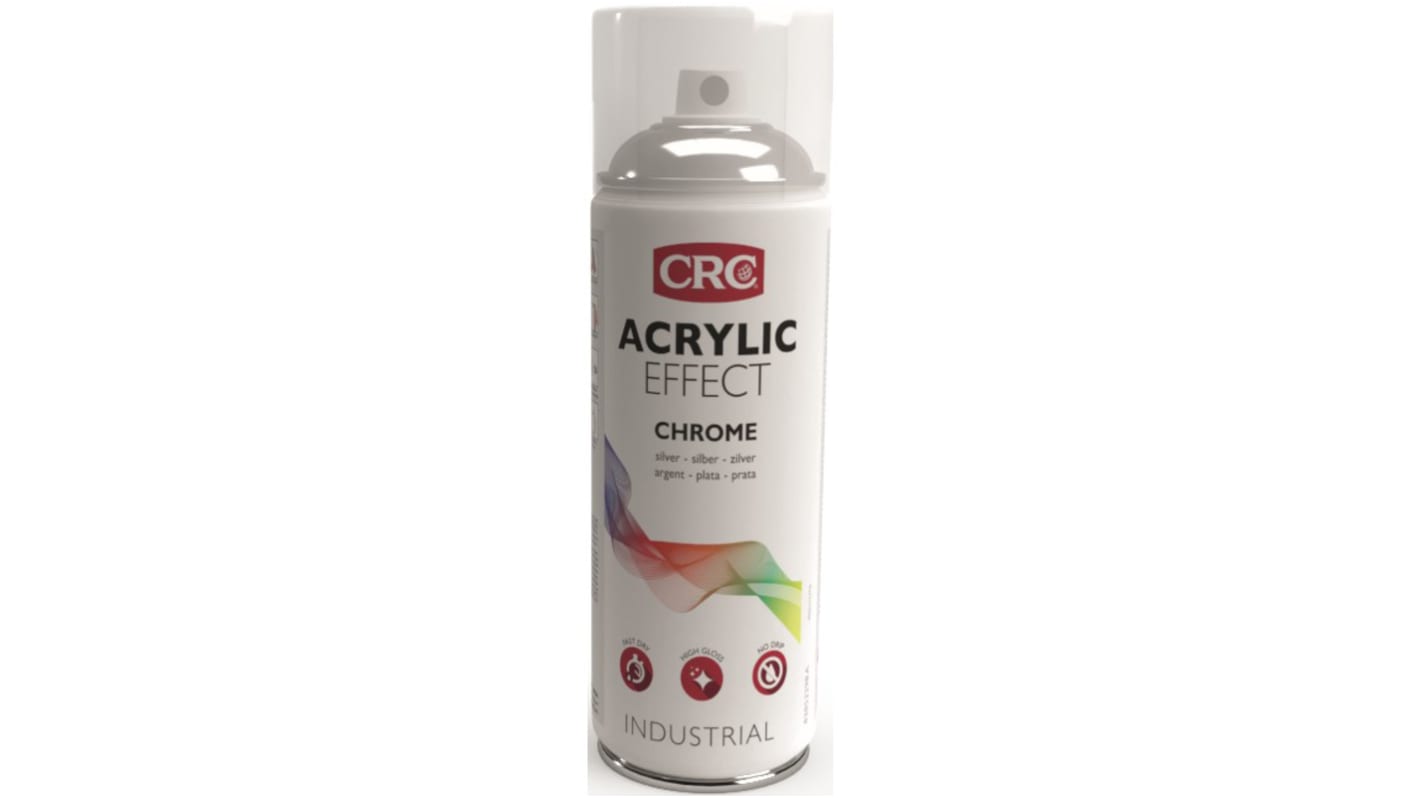 Pintura con aerosol CRC ACRYLIC PAINT de color Plateado Brillo, Sin RAL, de 400ml