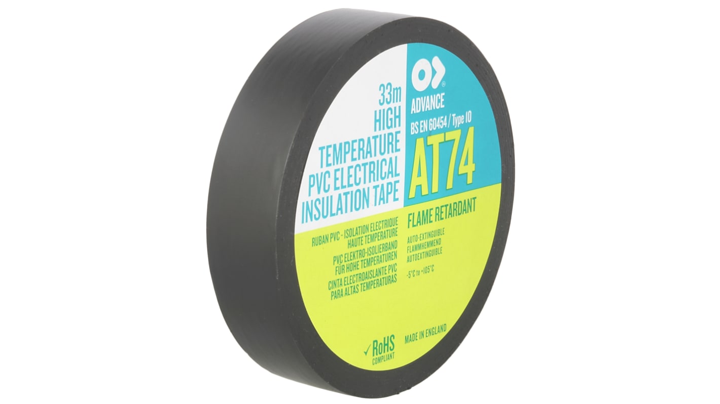 Advance Tapes AT74 Black PVC Electrical Tape, 19mm x 33m RS