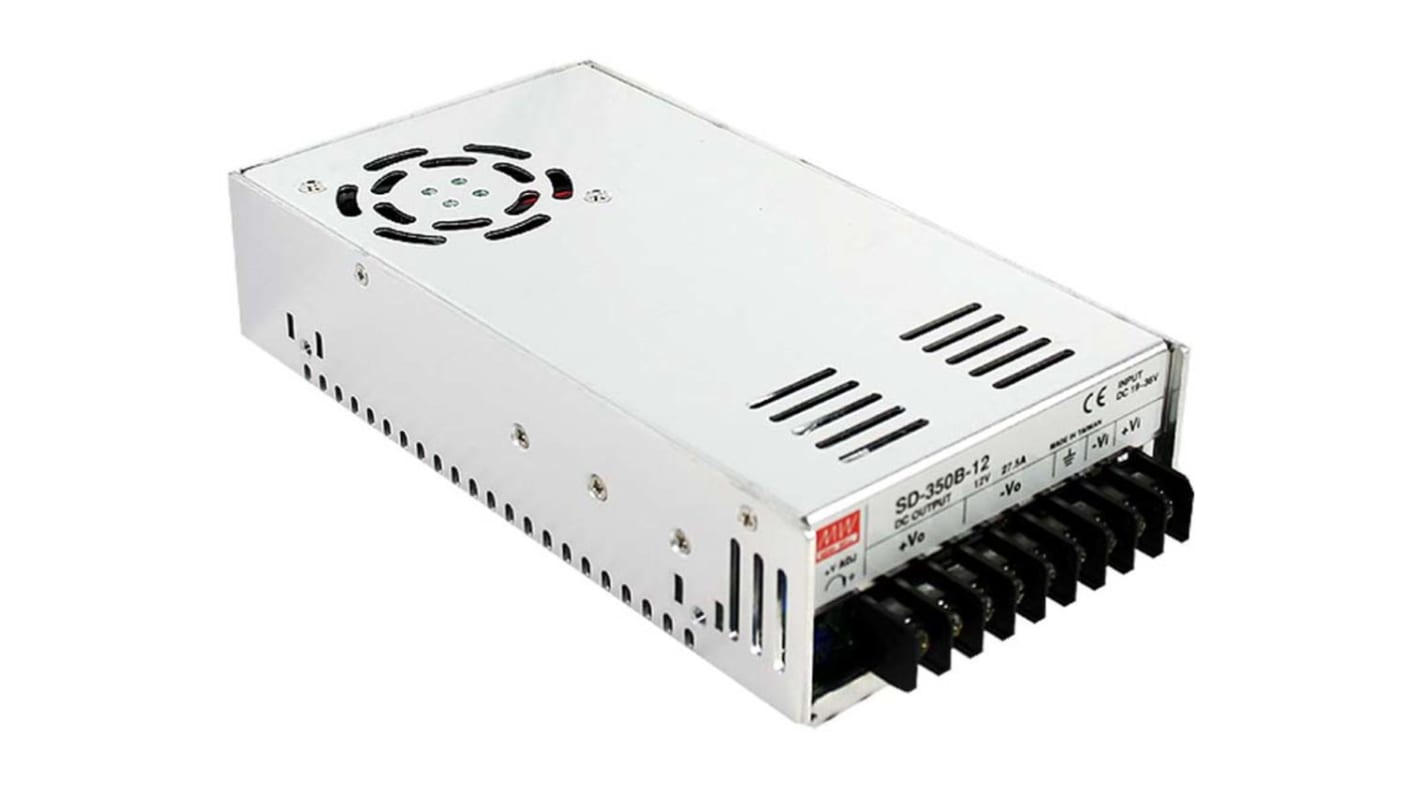 MEAN WELL DC/DC-Wandler 350W 96 V dc IN, 24V dc OUT / 14.6A Gehäusemontage 1.5kV ac isoliert