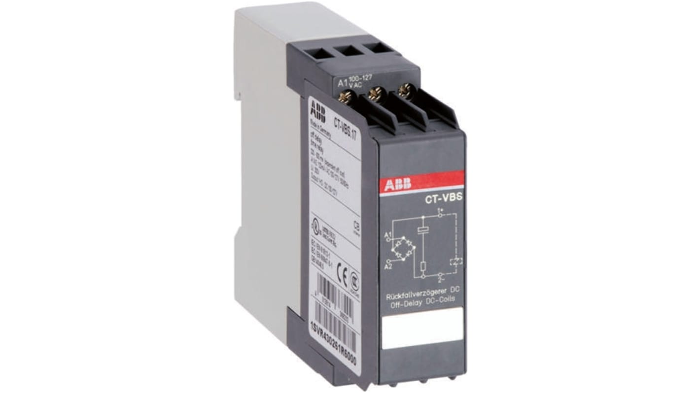 ABB DIN Rail Mount Timer Relay, 100 → 127V ac, 0.05 s → 300h, 1-Function