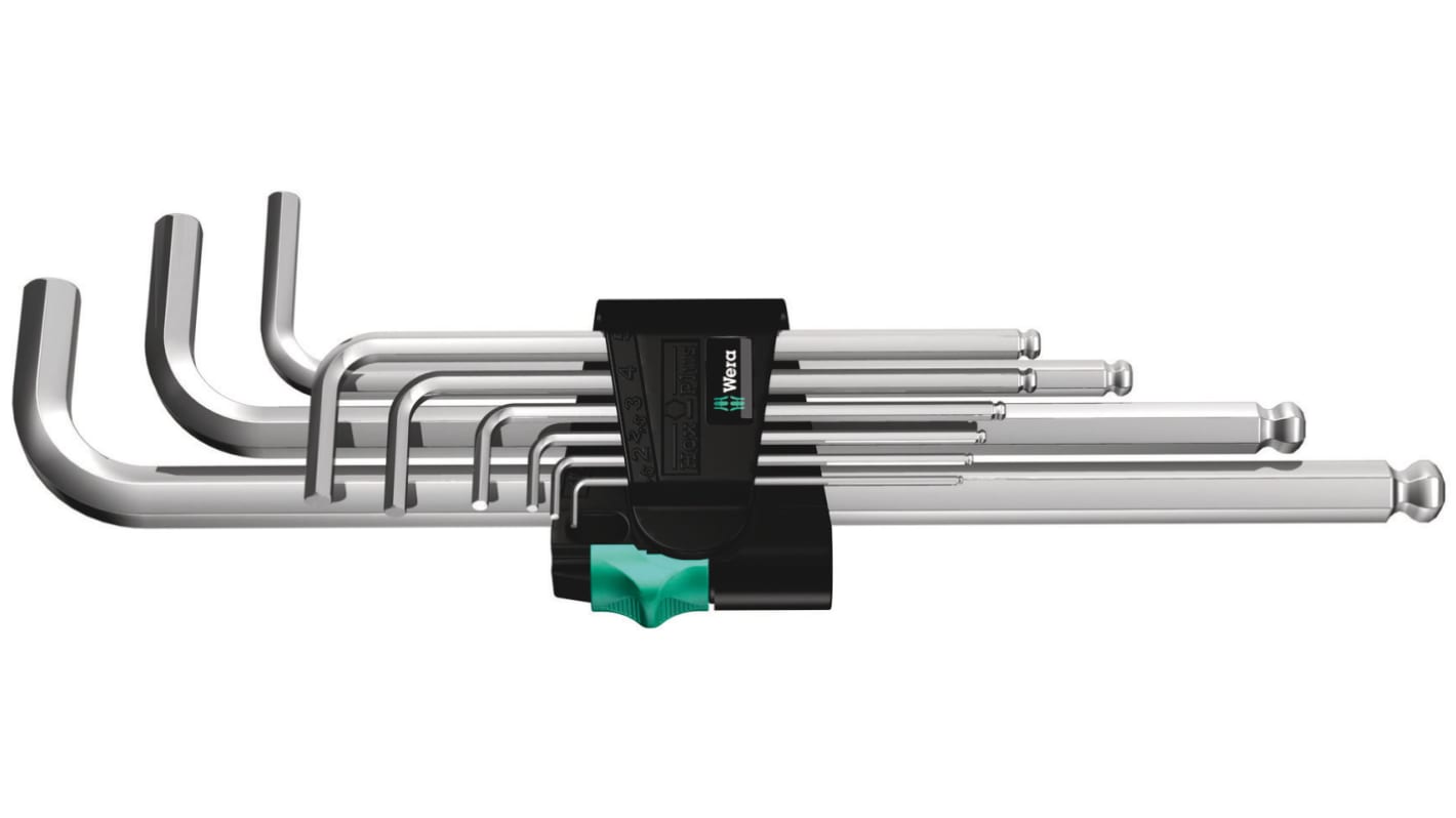 Wera 9 piece L Shape Metric Hex Key Set, 1.5 → 10mm